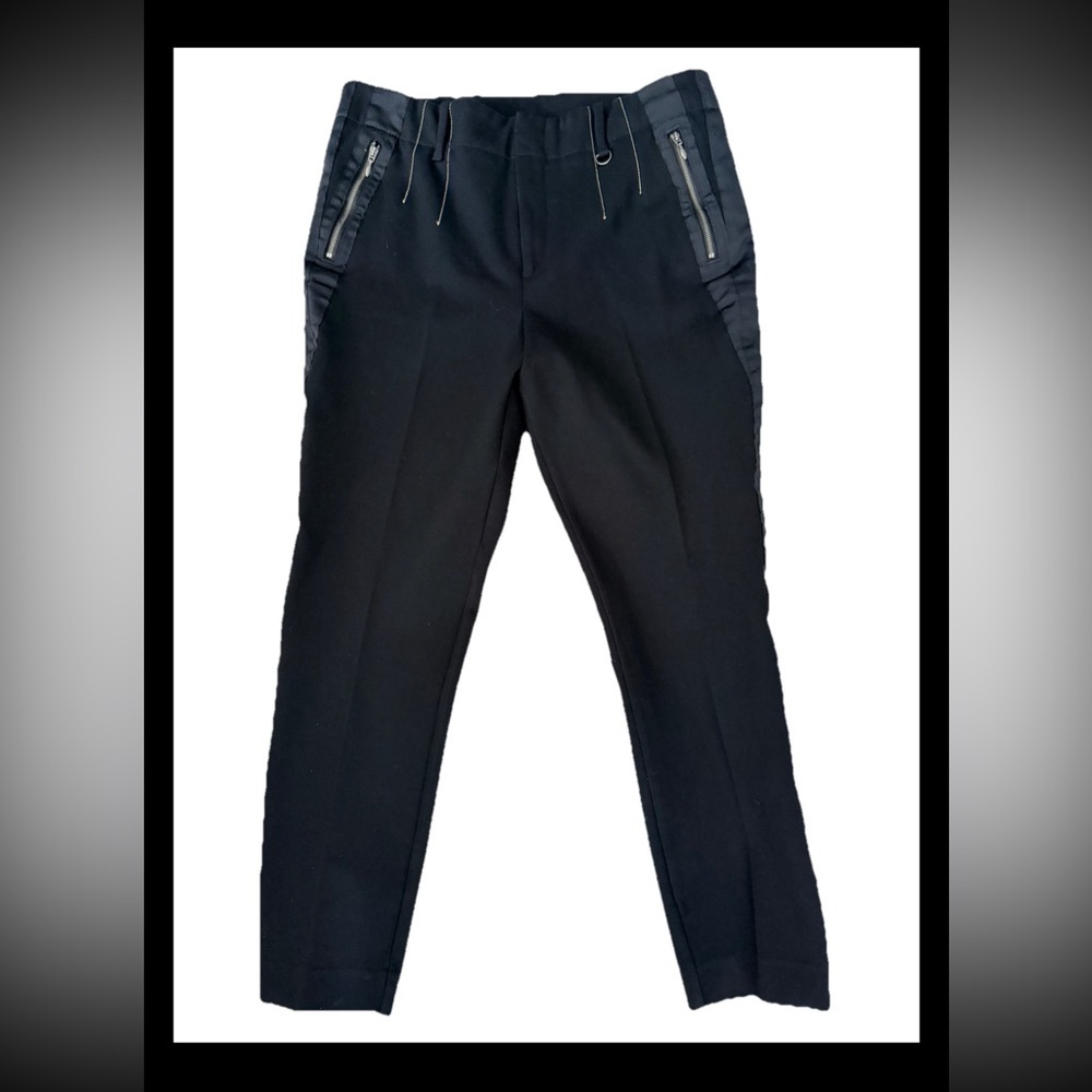 ANTHROPOLOGIE Tuxedo Pants Black Tailored Straight Leg Sz 12